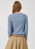  Áo Cardigan WHOAU [Nữ] - Steve High Gauge Wool Cable Blue - WHCKG1215F 