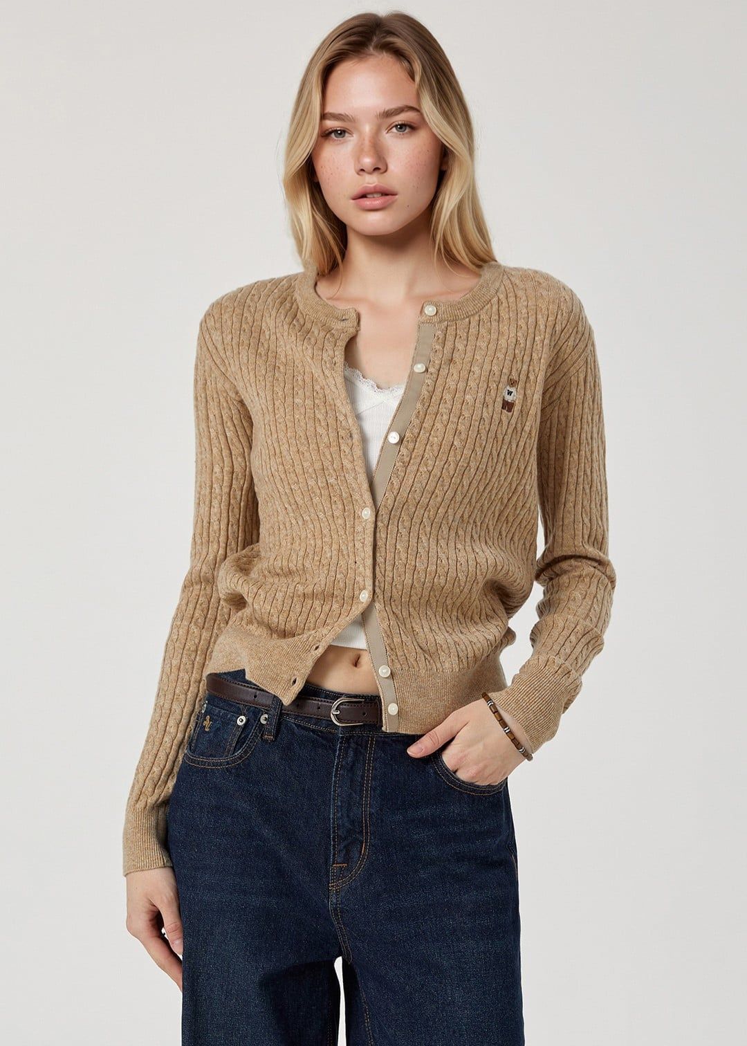  Áo Cardigan WHOAU [Nữ] - Steve High Gauge Wool Cable - WHCKG1215F 