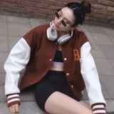  Áo Bomber MLB [Unisex] Wool Basic Varsity Jacket Boston - 3AJPV0634-43BRD 