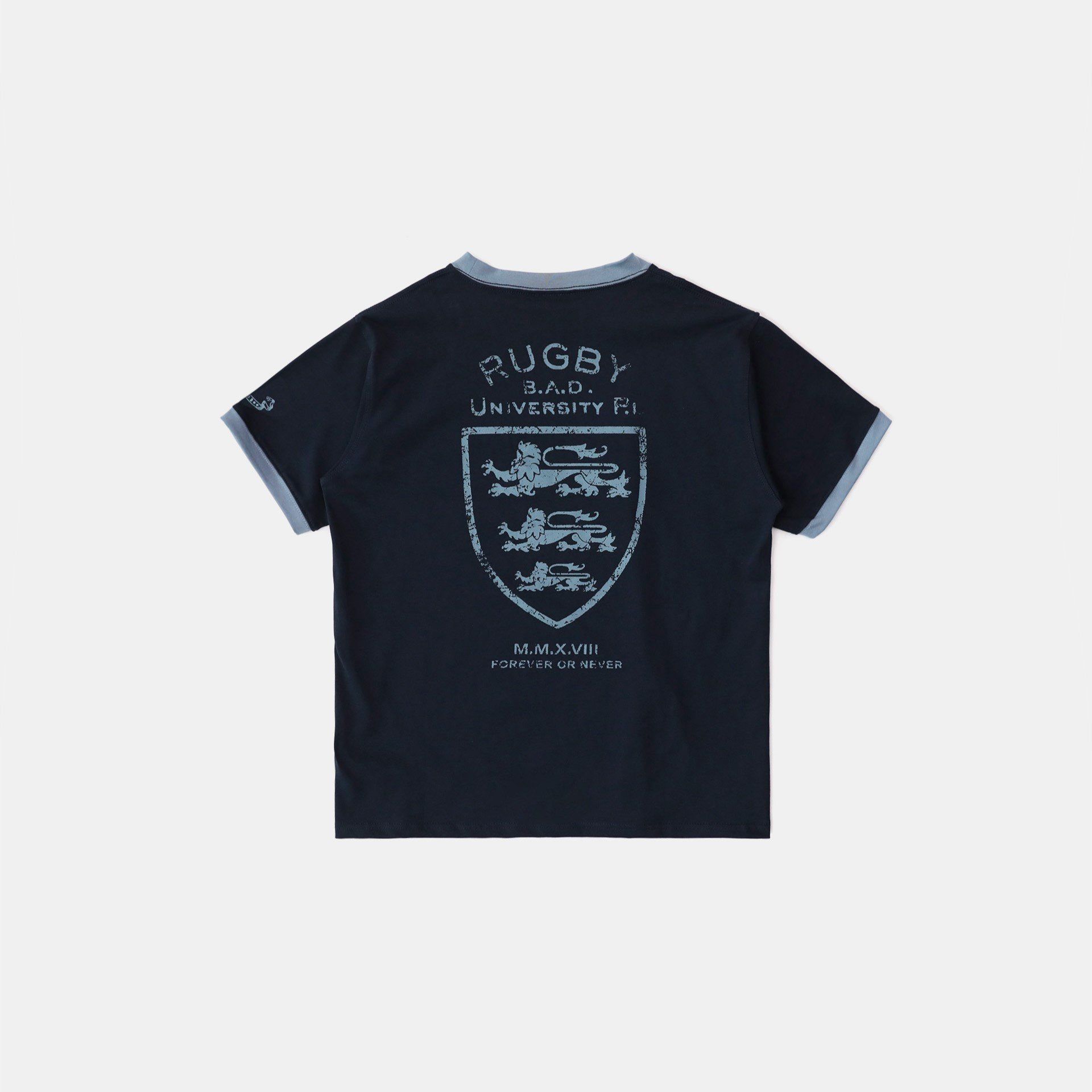  Áo Thun [Unisex] Badblood - [w-tee25-098] Mystic Shield Print Ringer T-Shirt Navy 