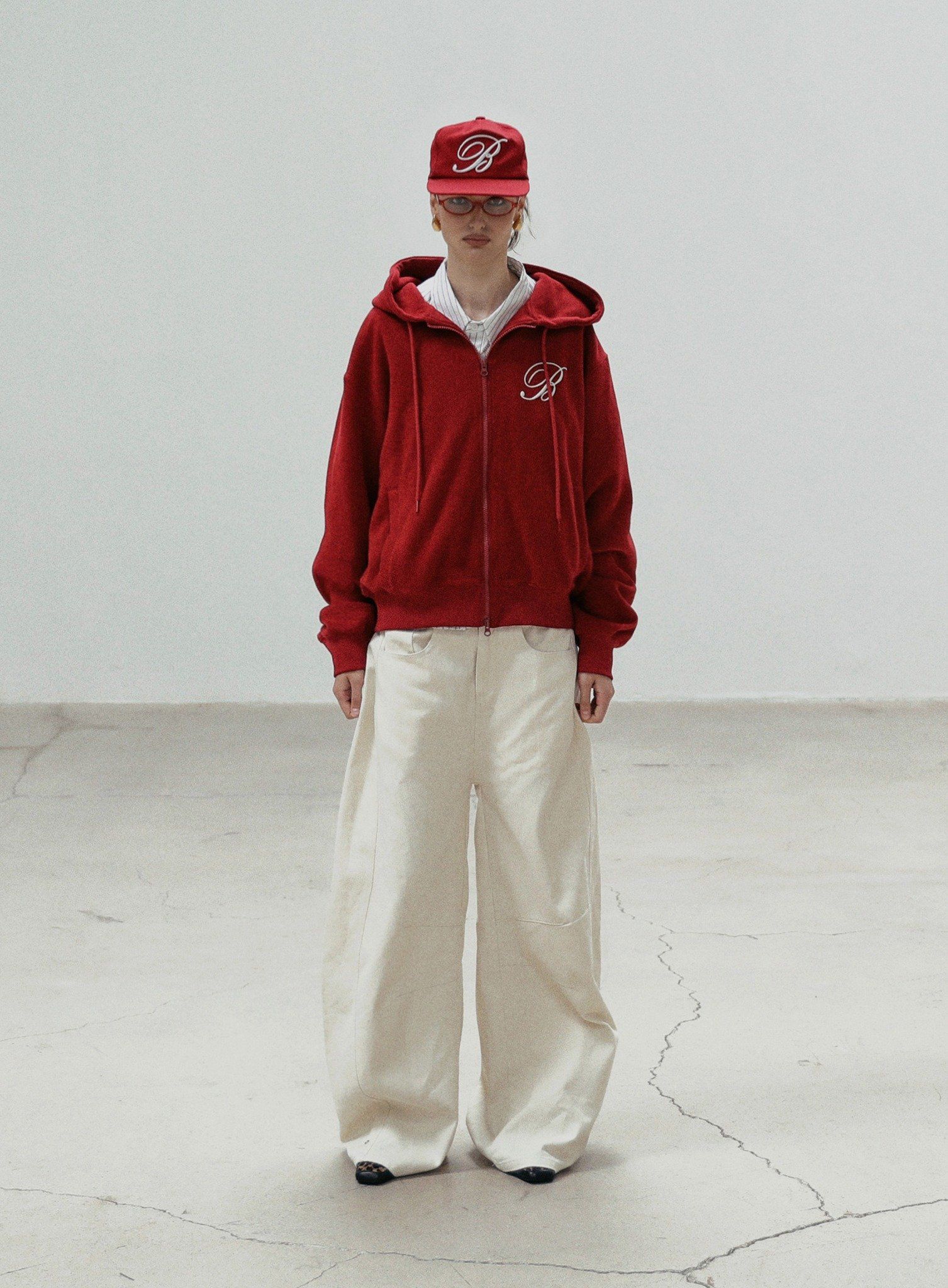  Áo Khoác [Unisex] Badblood - [w-hde24-022] Classic Logo Hooded ZipUp Red 