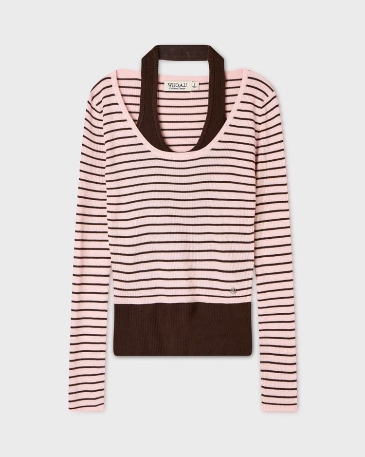  Áo Thun Cổ Yếm WHOAU [Nữ] - Halterneck Layered Pullover - WHKAG4851F 
