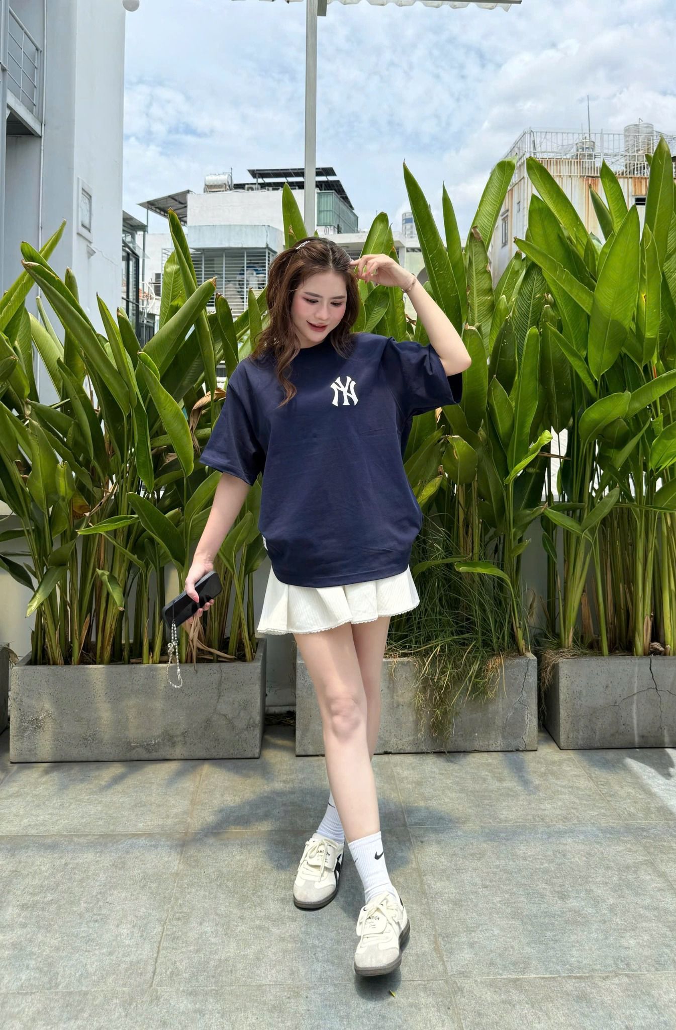  Áo Thun New Era - [Unisex] NY Yankees Flower Navy 