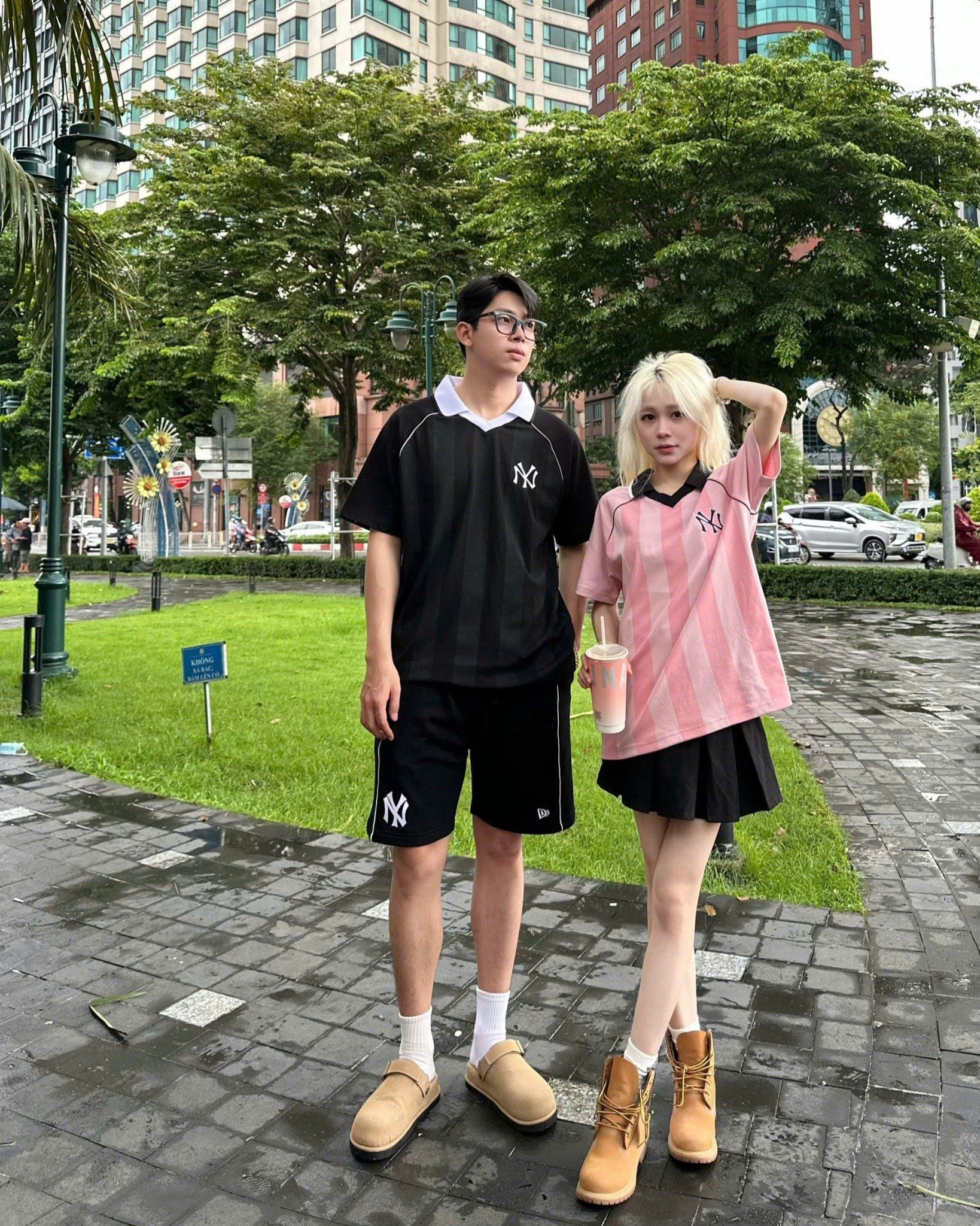  Áo Polo New Era - [Unisex] NY Yankees Jersey Stripe Pink - 18978562 