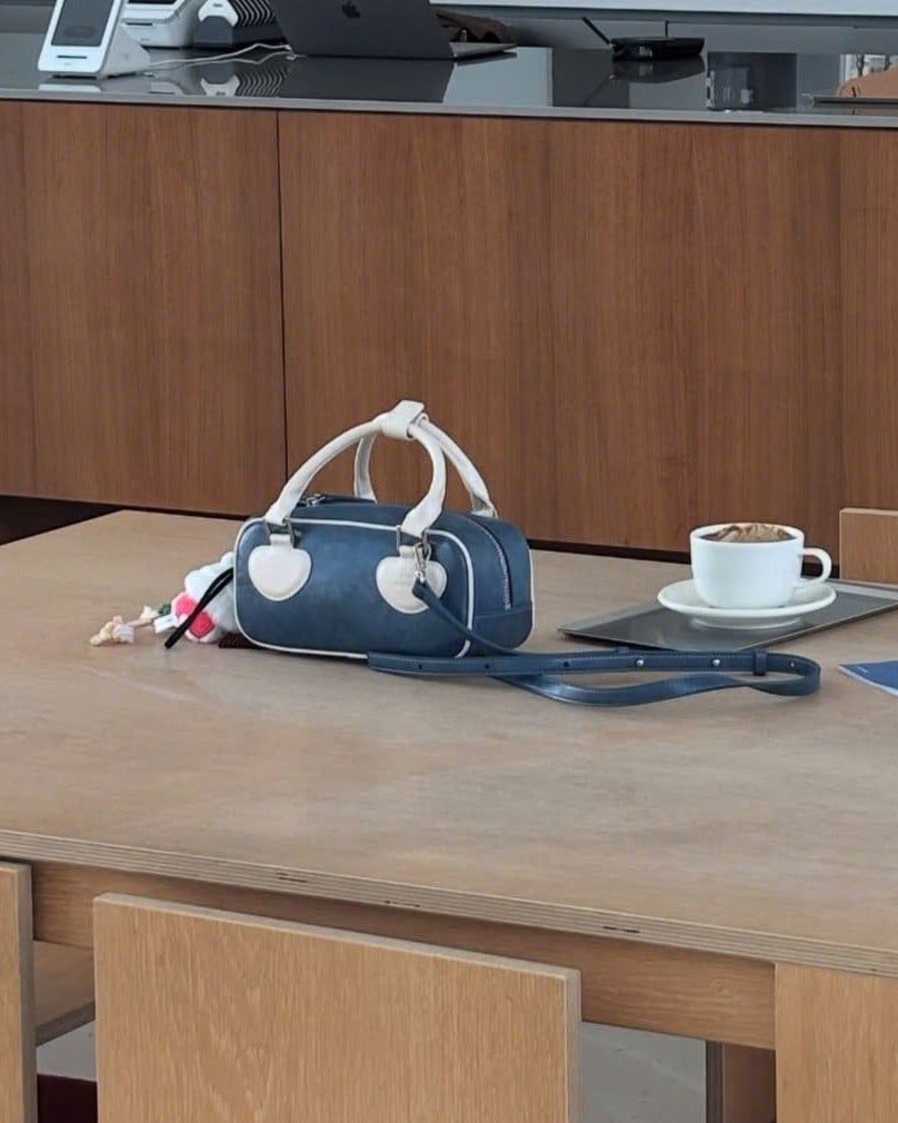  Túi Xách FindKapoor Korea - Heart Block Bag 22 Crinkled Blue 