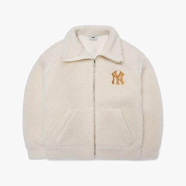 Áo Khoác Lông MLB - Basic Mega Logo Cream - 3AFDB0326-50CRS