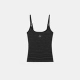  Áo Hai Dây [Nữ] Badblood -[w-tnk25-003] Beyond Soft String Tank Striped Black 