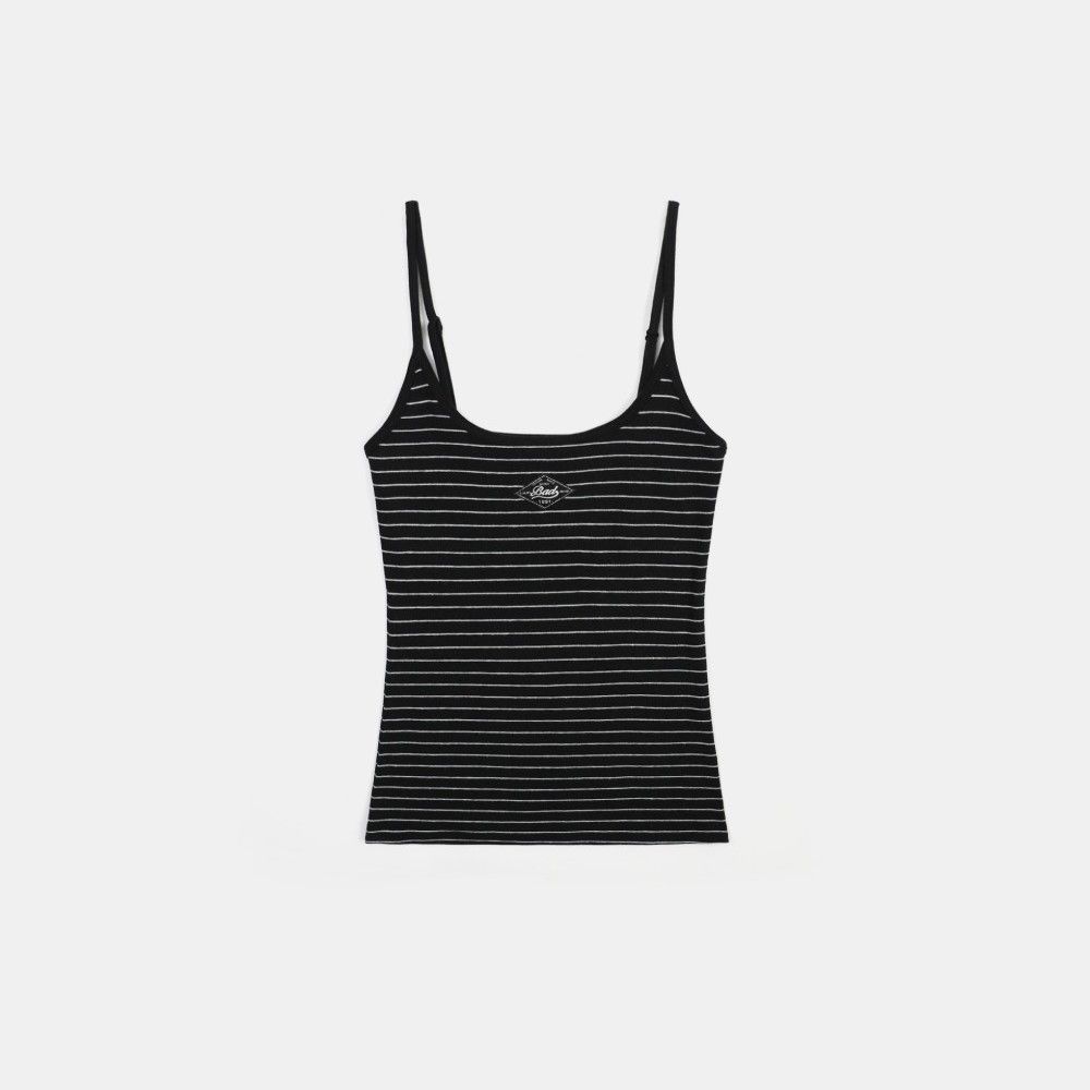  Áo Hai Dây [Nữ] Badblood -[w-tnk25-003] Beyond Soft String Tank Striped Black 