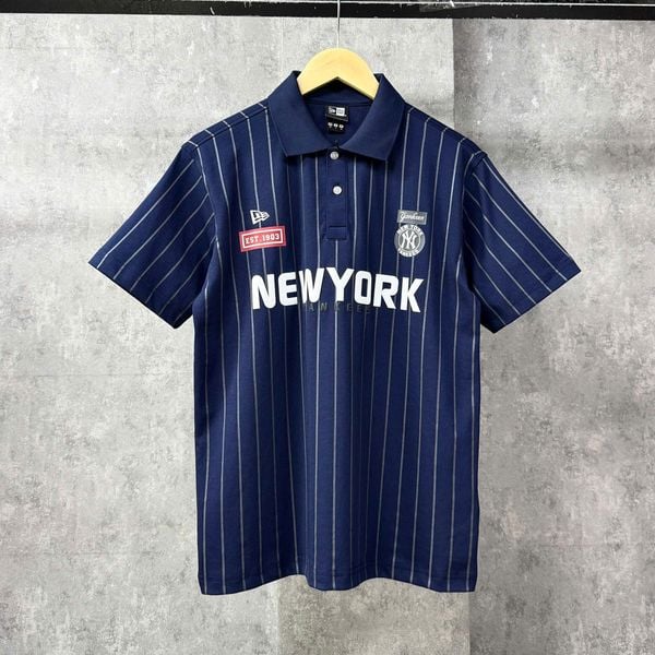 Áo Thun Polo New Era - [Unisex] NY Stripe White/Navy