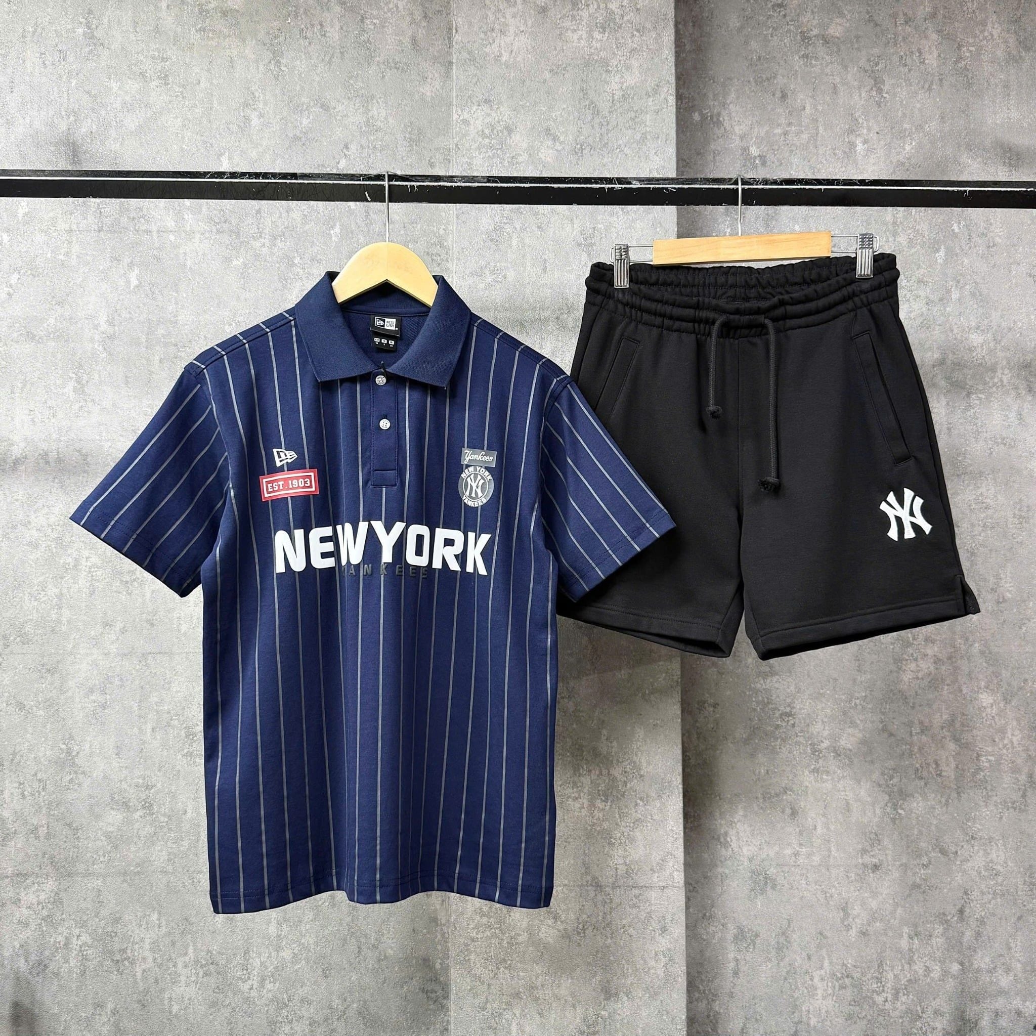  Áo Thun Polo New Era - [Unisex] NY Stripe White/Navy 