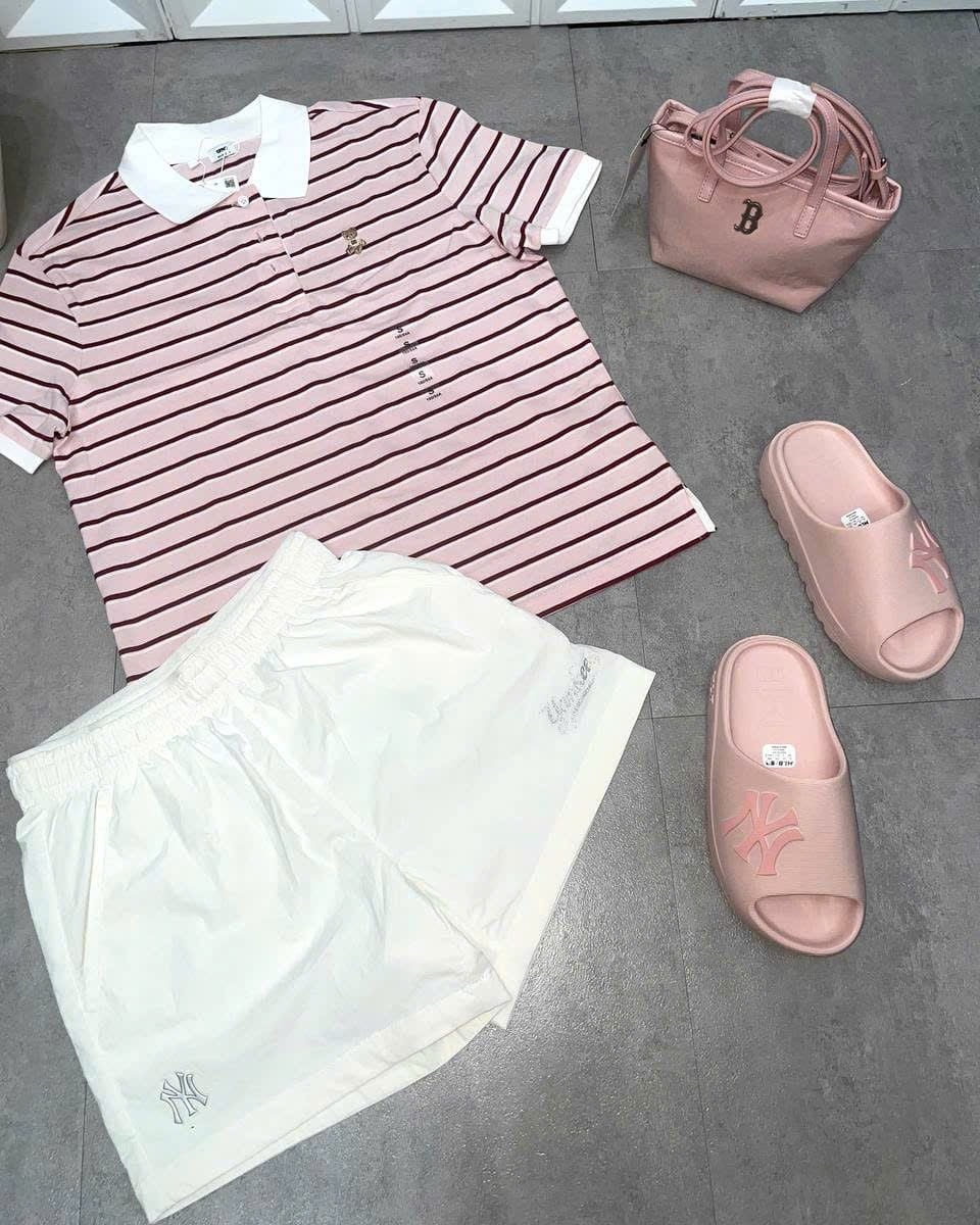  Áo Polo SPAO [Nữ] - Bear Sọc Ngang Hồng SS26 