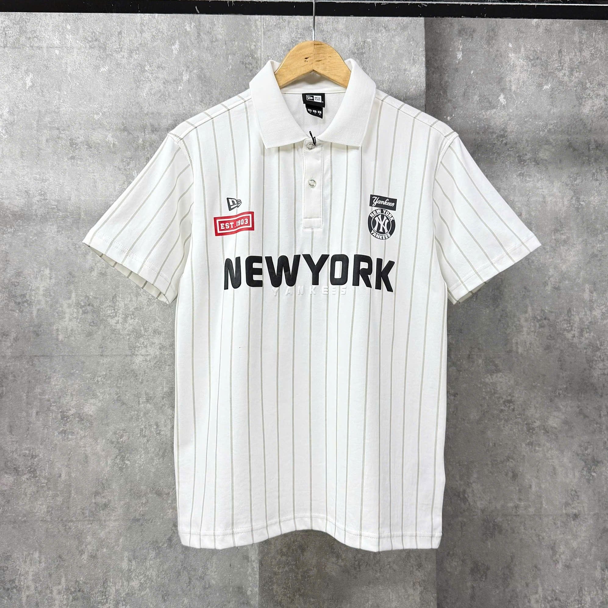  Áo Thun Polo New Era - [Unisex] NY Stripe Black/White 