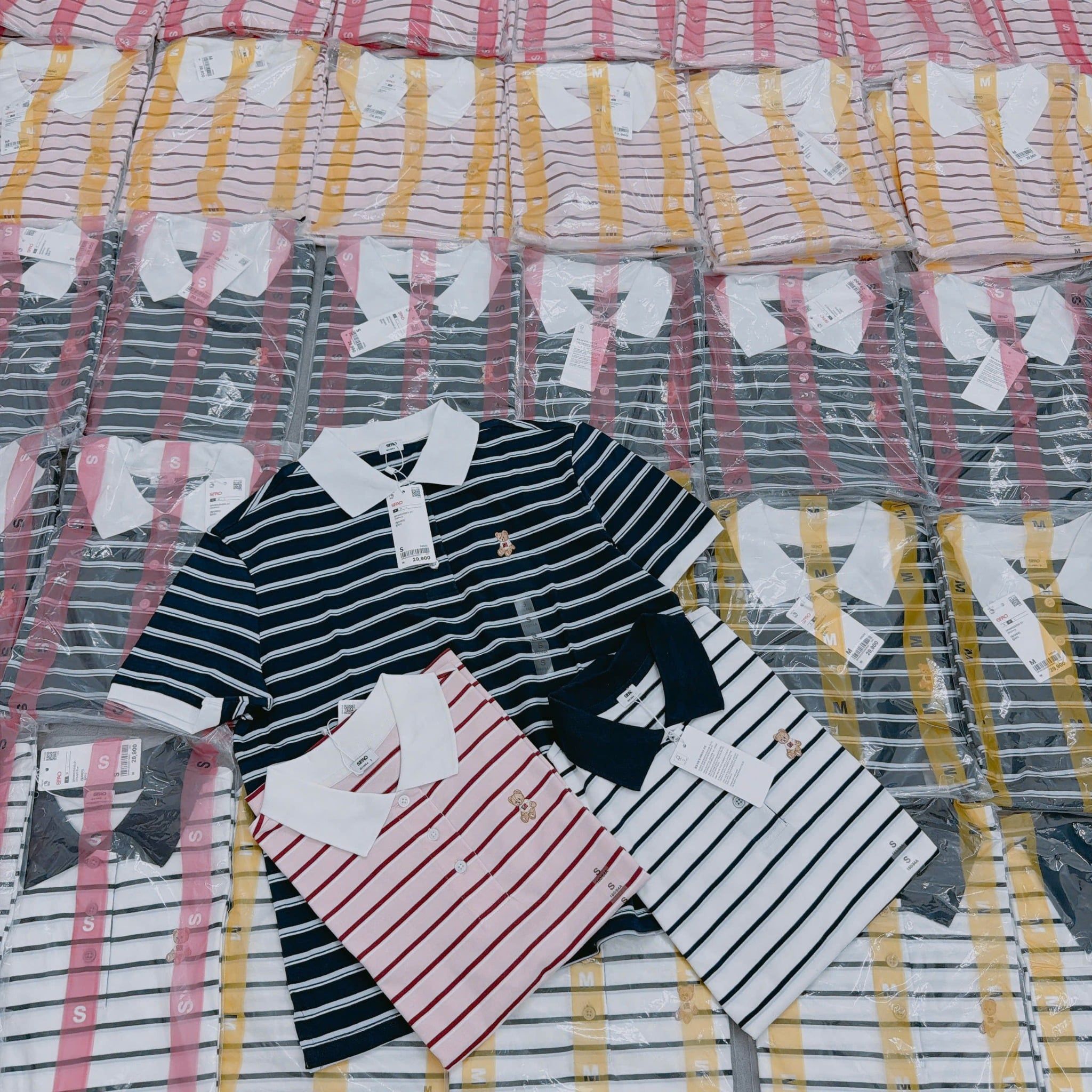  Áo Polo SPAO [Nữ] - Bear Sọc Ngang Navy SS26 