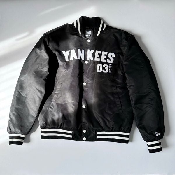  Áo Khoác Bomber New Era - [Unisex] Boston Varsity Jacket Black 