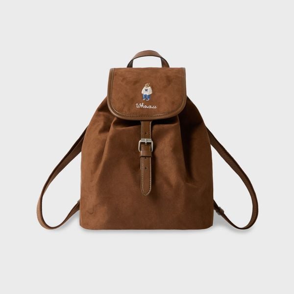 Balo Whoau Korea - Suede Buckle Backpack - WHBGF4T31A-BKS