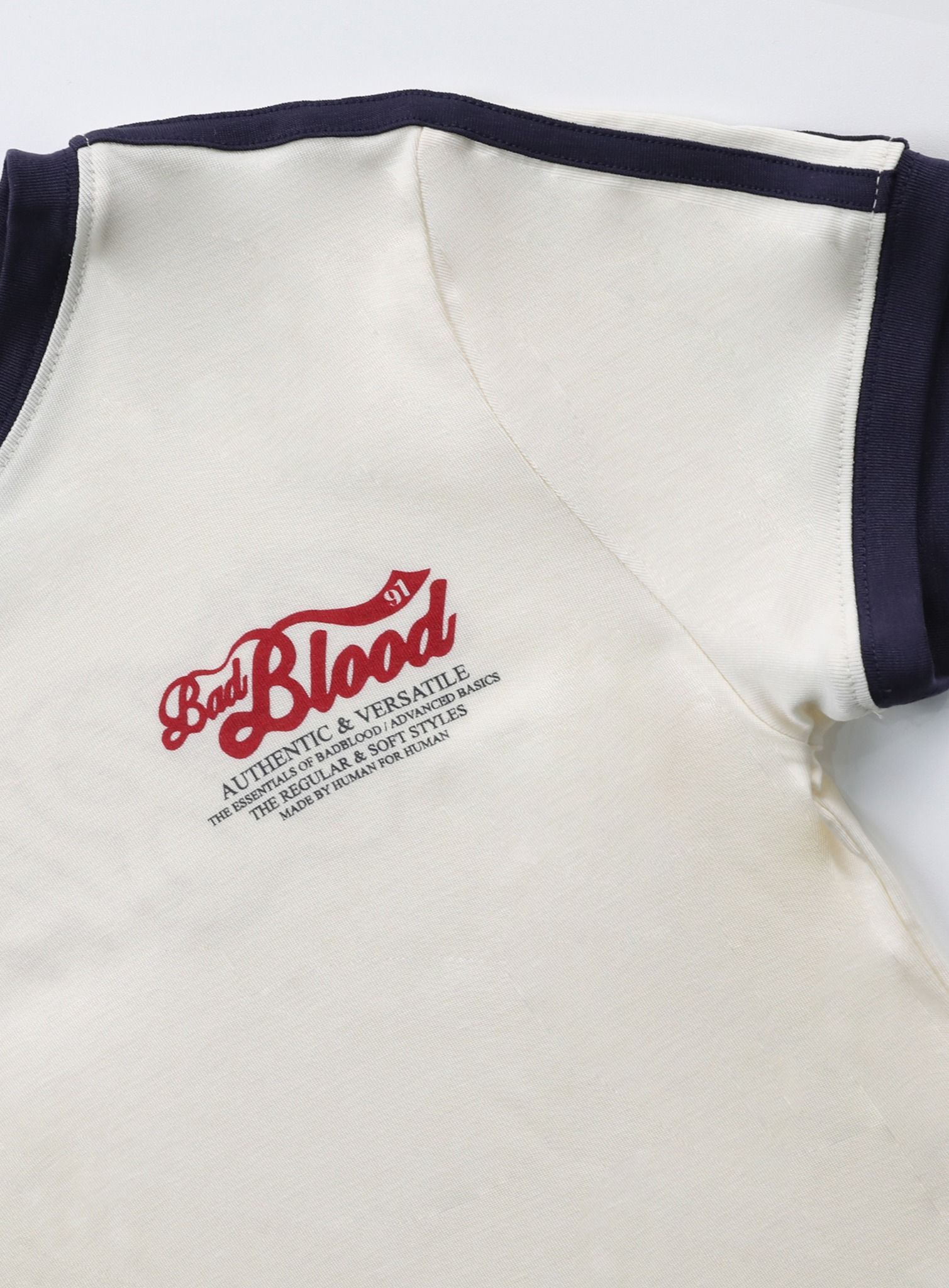 ◆BADBLOOD◆ Vintage Logo Slim T-Shirt Cream w-tee24-047 Áo Thun [Unisex] Badblood - [w-tee24-047] Vintage Logo Slim