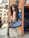  Túi Xách MLB Korea - Dia Mono Megalogo Denim Cargo Bag NY Yankees Indigo - 3ABQM134N-50INS 