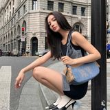  Túi Xách MLB Korea - Dia Mono Megalogo Denim Cargo Bag NY Yankees Indigo - 3ABQM134N-50INS 