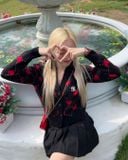  Áo Cardigan Crop MLB [Nữ] - Heart All-Over NY Black - 3FKCH0234-50BKS 