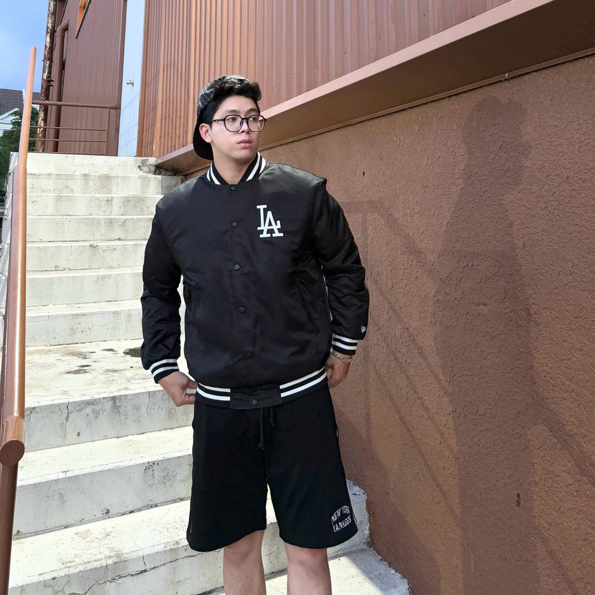  Áo Khoác Bomber New Era - [Unisex] Boston Varsity Jacket Black 