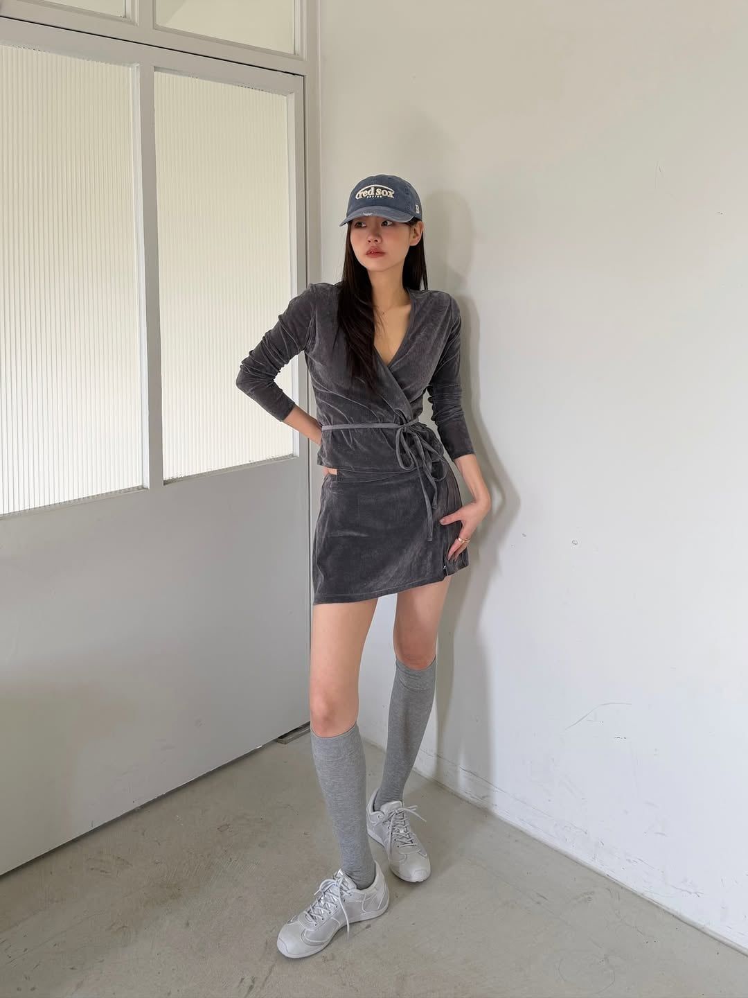  Nón MLB Korea - [Unisex] Vintage Damaged Curve Logo Unstructured Ball Cap - 3ACPV106N 