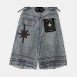  Quần Lửng [Unisex] Badblood - [w-srt25-030] Convex Denim Long Bermuda Pants - Light Blue 