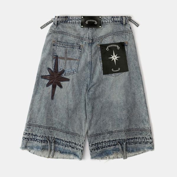 Quần Short [Unisex] Badblood - [w-srt25-030] Convex Denim Long Bermuda Pants - Light Blue