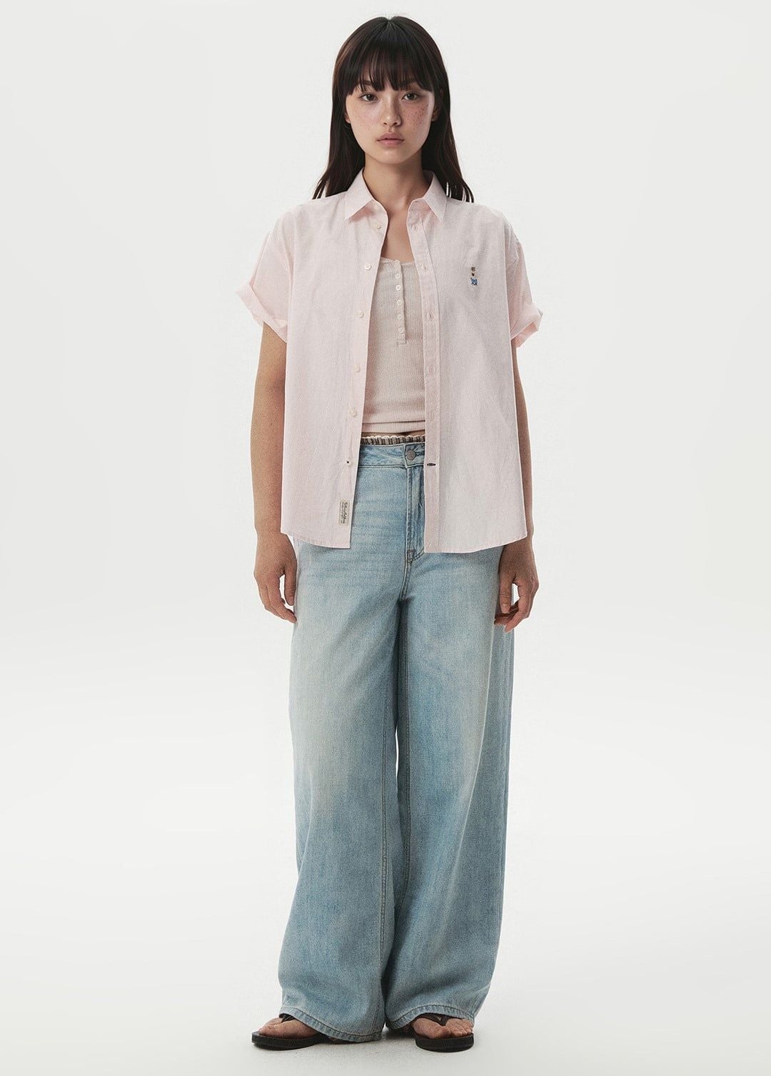  Áo Sơ Mi WHOAU [Unisex] - Steve Loose Fit Short Sleeve Shirts Pink - WHYAG2511F 