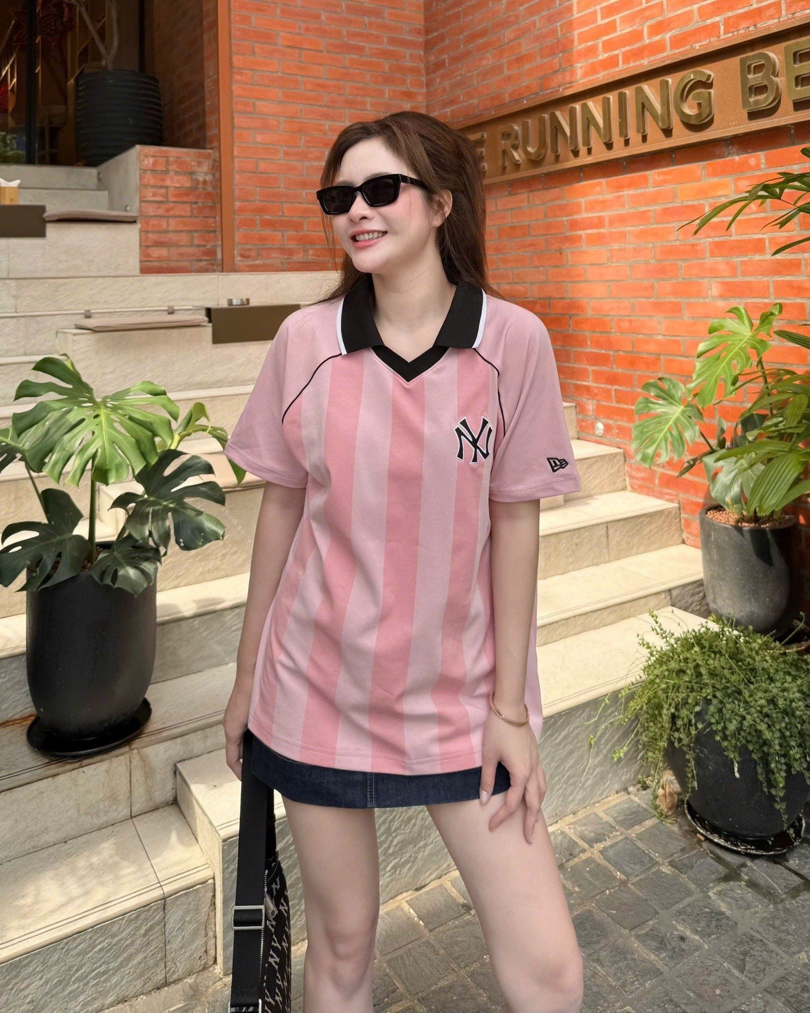  Áo Polo New Era - [Unisex] NY Yankees Jersey Stripe Pink - 18978562 
