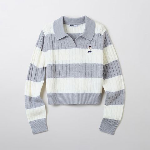 Áo Sweater Crop SPAO [Nữ] - Woody Cable Half-Open Gray - SPKWF49G50