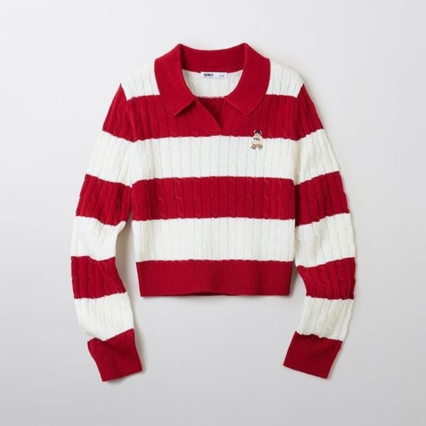 Áo Sweater Crop SPAO [Nữ] - Woody Cable Half-Open Red - SPKWF49G50
