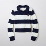  Áo Sweater Crop SPAO [Nữ] - Woody Cable Half-Open Navy - SPKWF49G50 
