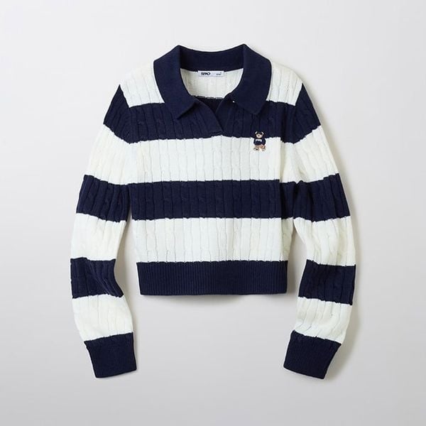 Áo Sweater Crop SPAO [Nữ] - Woody Cable Half-Open Navy - SPKWF49G50