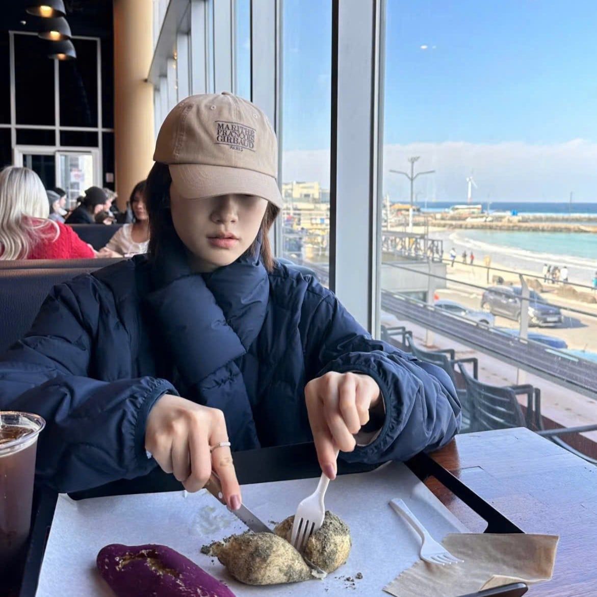  Nón Marithe & Francois Girbaud - Small Classic Logo Cap Dark Beige 