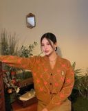  Áo Cardigan Crop MLB [Nữ] - Heart All-Over NY Camel - 3FKCH0234-43CAS 