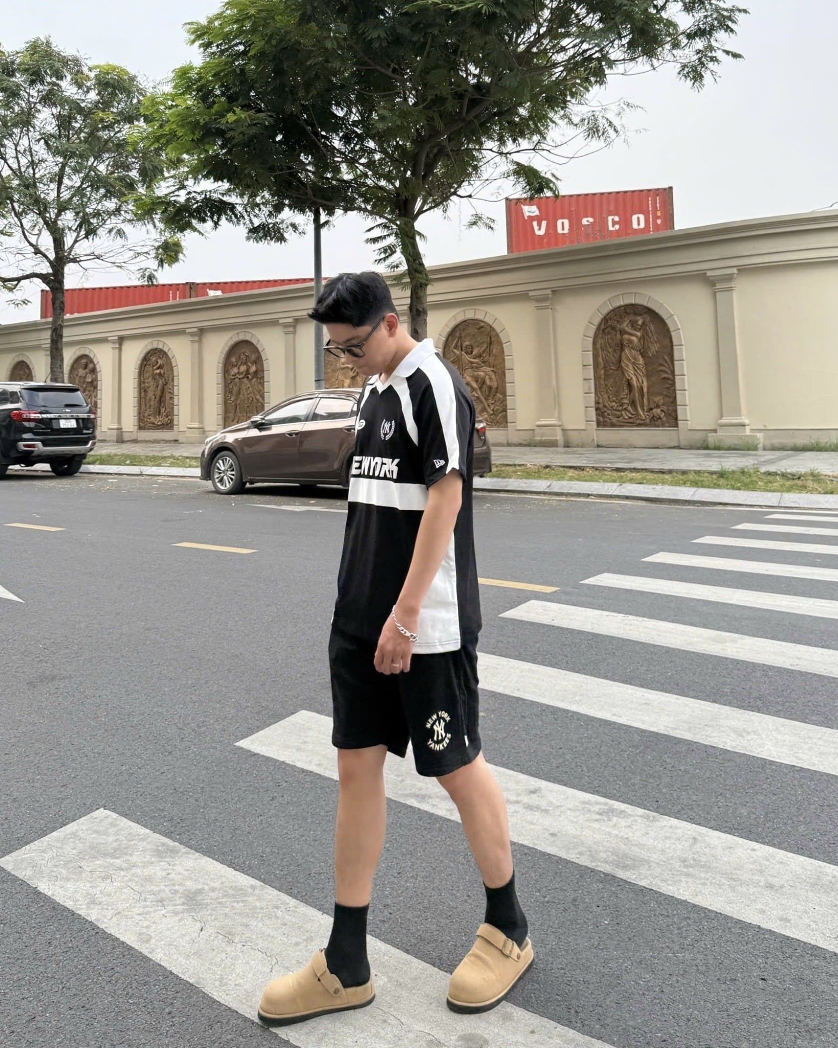  Áo Thun Polo New Era - [Unisex] NY Racing Style Black/White 