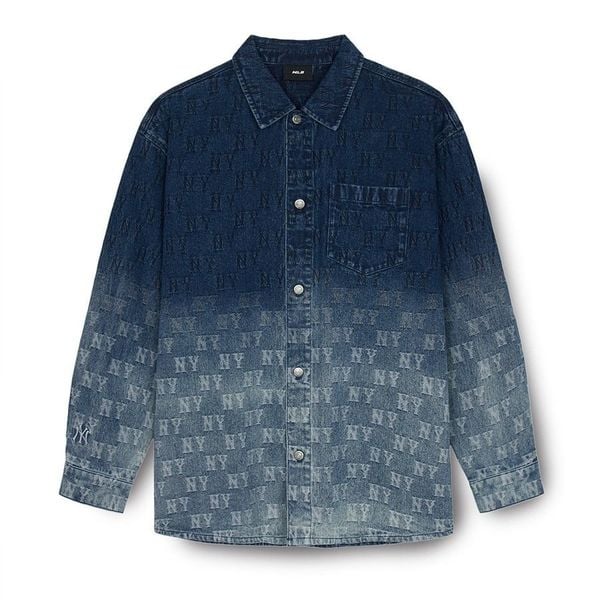  Áo Sơ Mi Jean MLB [Unisex] - Classic Monogram Gradient Jacquard Denim Shirt NY Yankees - 3ADRM0751-50NYD 