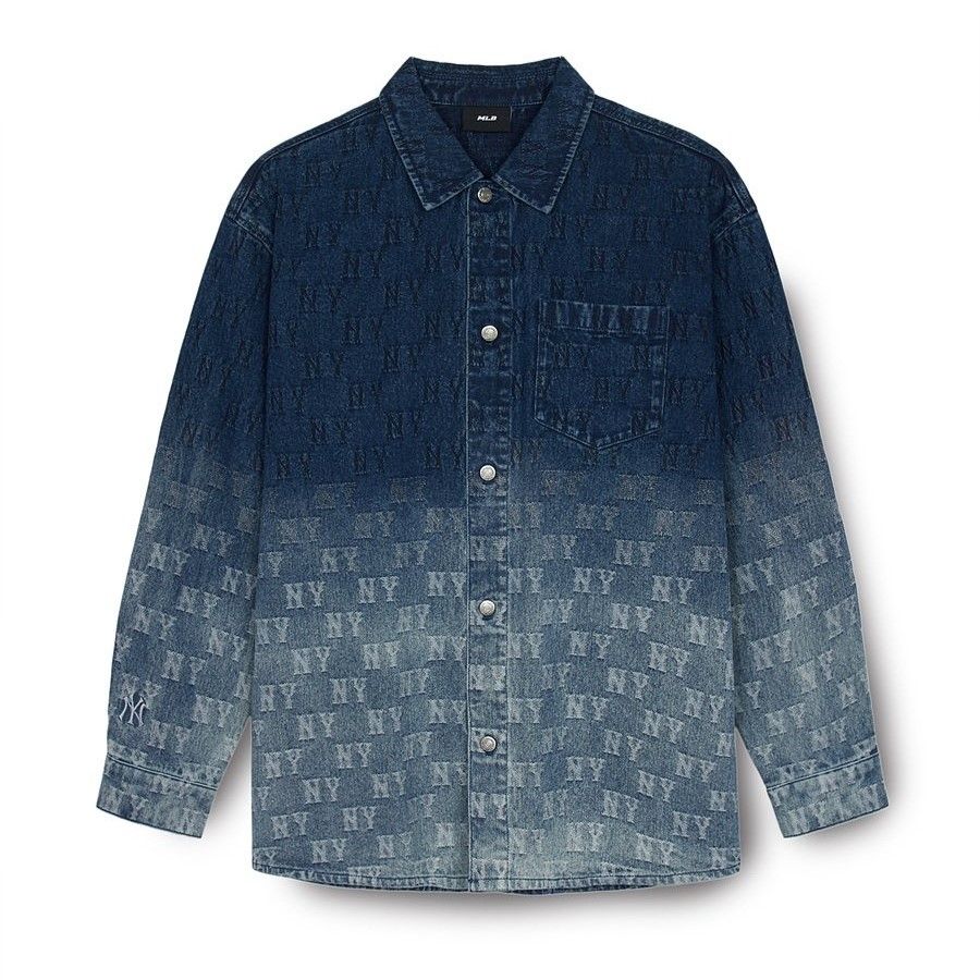  Áo Sơ Mi Jean MLB [Unisex] - Classic Monogram Gradient Jacquard Denim Shirt NY Yankees - 3ADRM0751-50NYD 