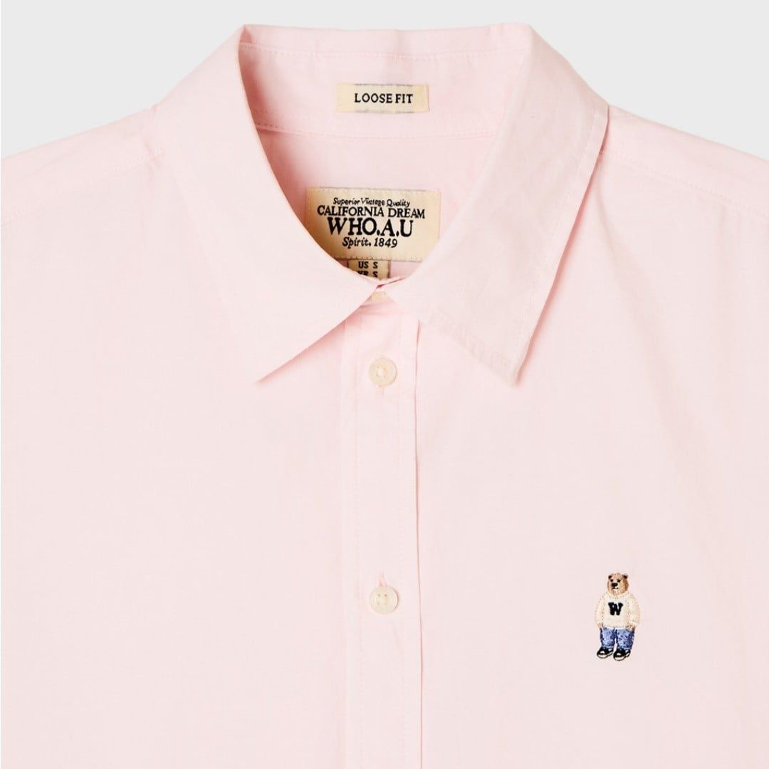  Áo Sơ Mi WHOAU [Unisex] - Steve Loose Fit Short Sleeve Shirts Pink - WHYAG2511F 