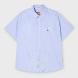  Áo Sơ Mi WHOAU [Unisex] - Steve Loose Fit Short Sleeve Shirts Stripe Blue - WHYAG2511F 