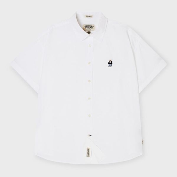 Áo Sơ Mi WHOAU [Unisex] - Steve Loose Fit Short Sleeve Shirts White - WHYAG2511F