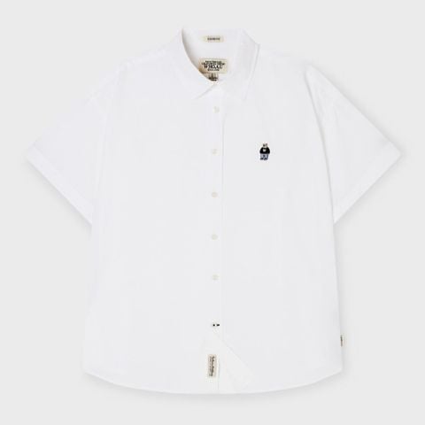 Áo Sơ Mi WHOAU [Unisex] - Steve Loose Fit Short Sleeve Shirts White - WHYAG2511F