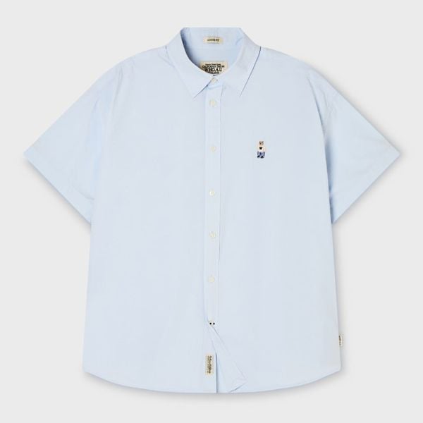 Áo Sơ Mi WHOAU [Unisex] - Steve Loose Fit Short Sleeve Shirts Blue - WHYAG2511F