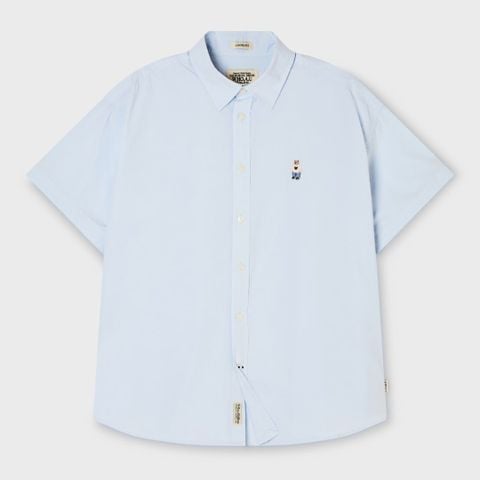 Áo Sơ Mi WHOAU [Unisex] - Steve Loose Fit Short Sleeve Shirts Blue - WHYAG2511F