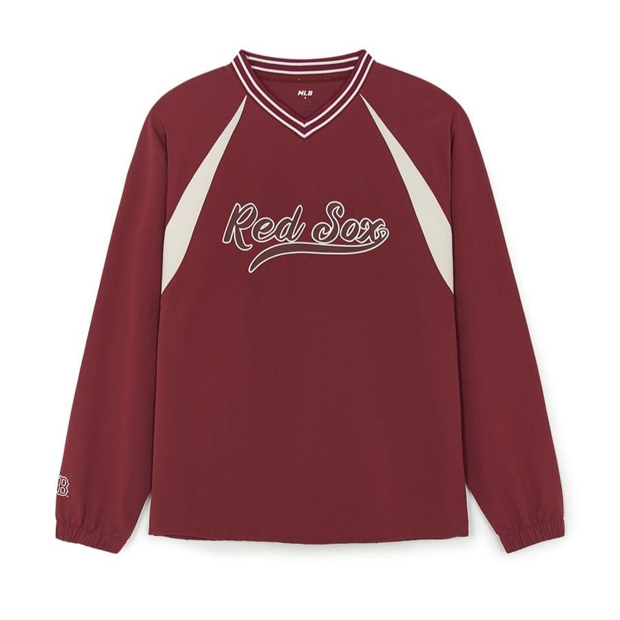 Áo Sweater MLB Korea - Varsity Sportive Curlsive Woven Boston Red Sox - 3AMTV1254-43WIS 