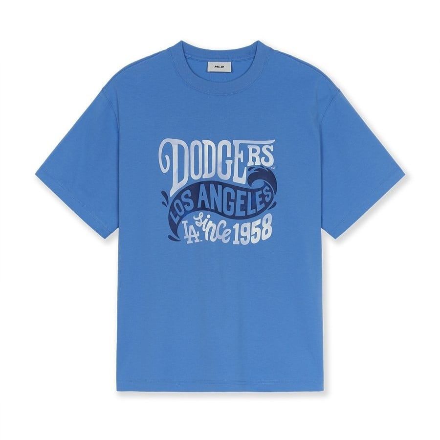  Áo thun MLB [Unisex] Summer Letter Graphics Over Fit T Shirts LA Dodgers - 3ATSX0553-07BLM 