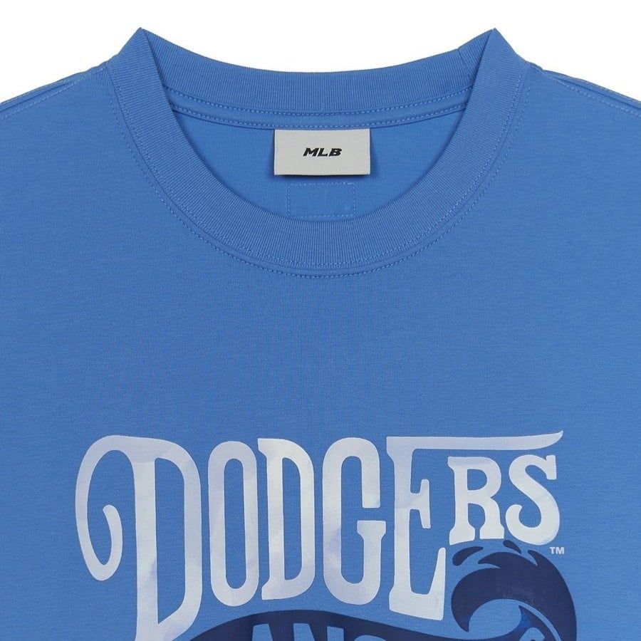  Áo thun MLB [Unisex] Summer Letter Graphics Over Fit T Shirts LA Dodgers - 3ATSX0553-07BLM 