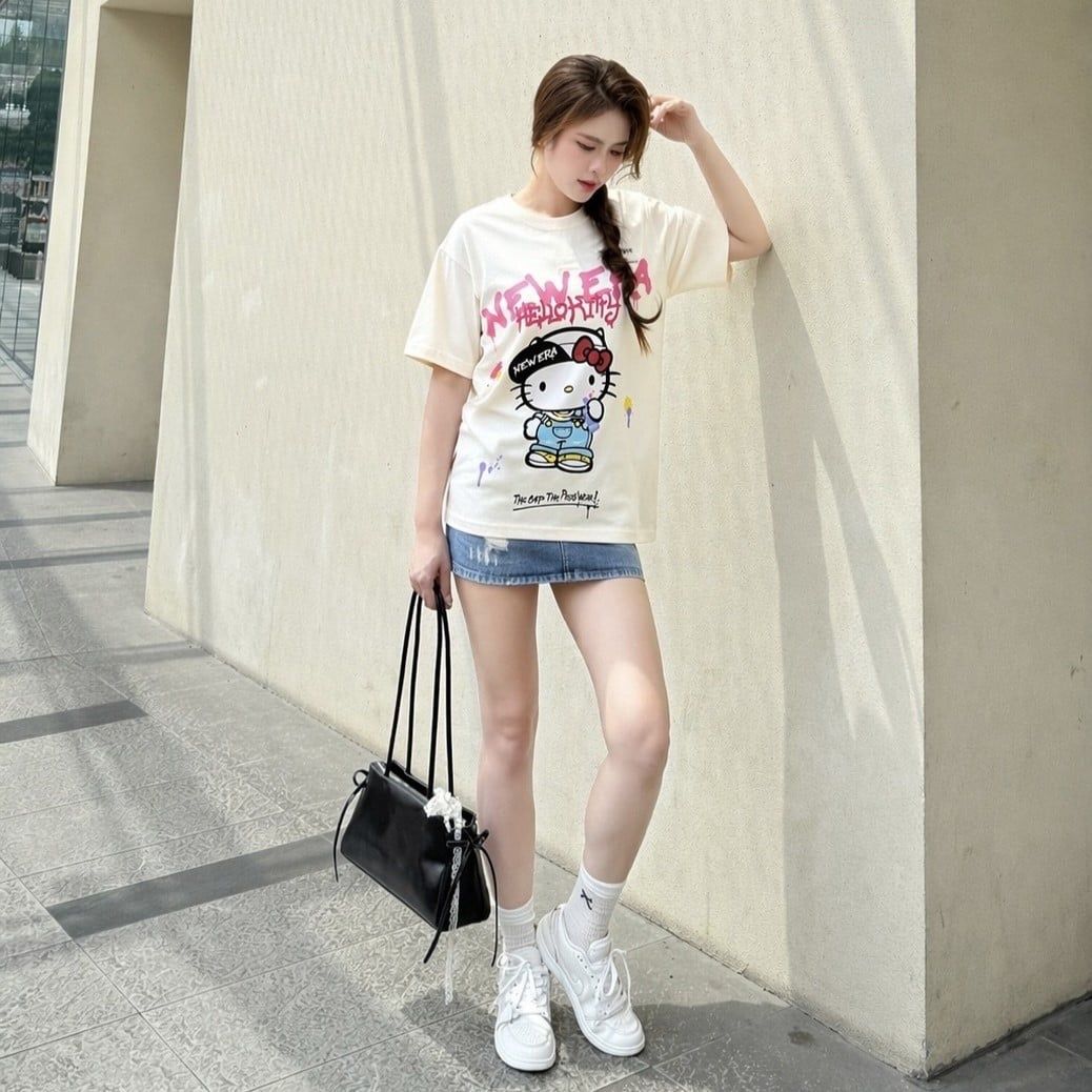  Áo Thun New Era - [Unisex] Hello Kitty Cream 