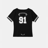  Áo Thun [Unisex] Badblood - [w-tee25-110] 91 V-Neck Jersey T-Shirt - Black 