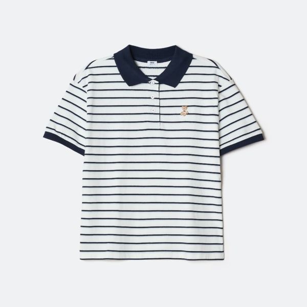 Áo Polo SPAO [Nữ] - Bear Sọc Ngang Trắng SS26